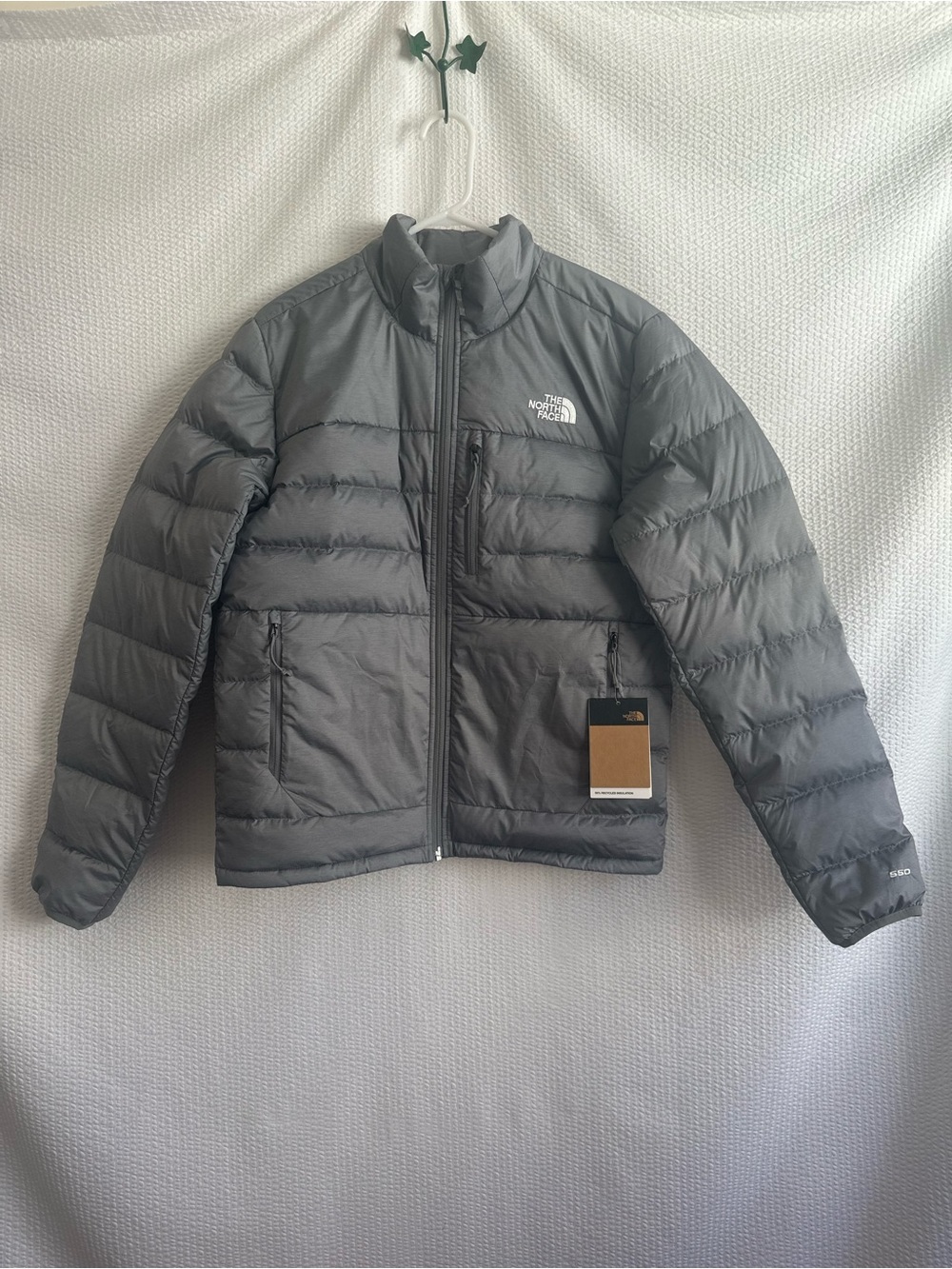 THE NORTH FACE Gray 550 Down Puffer Jacket Men's Small Full Zip Winter Coat NWT